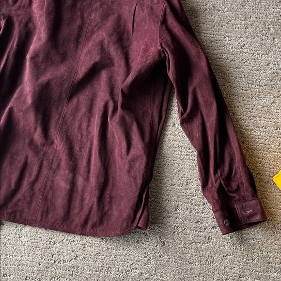 Burgundy Suede Button Down Shirt - Picture 9 of 9